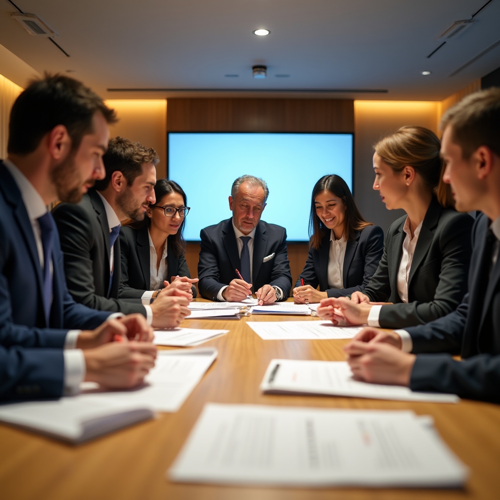 HR professional and managers in an organizational development planning session